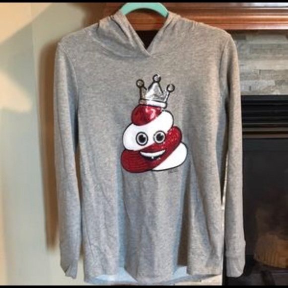 5/$20🦄Justice Poop Emoji Gray Hooded Top size 12 - Picture 3 of 8